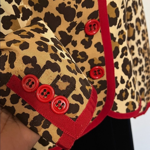 Moschino Cheap & Chic Leopard Print Blazer Jacket Red Trim Applique Size 14 - Picture 6 of 16